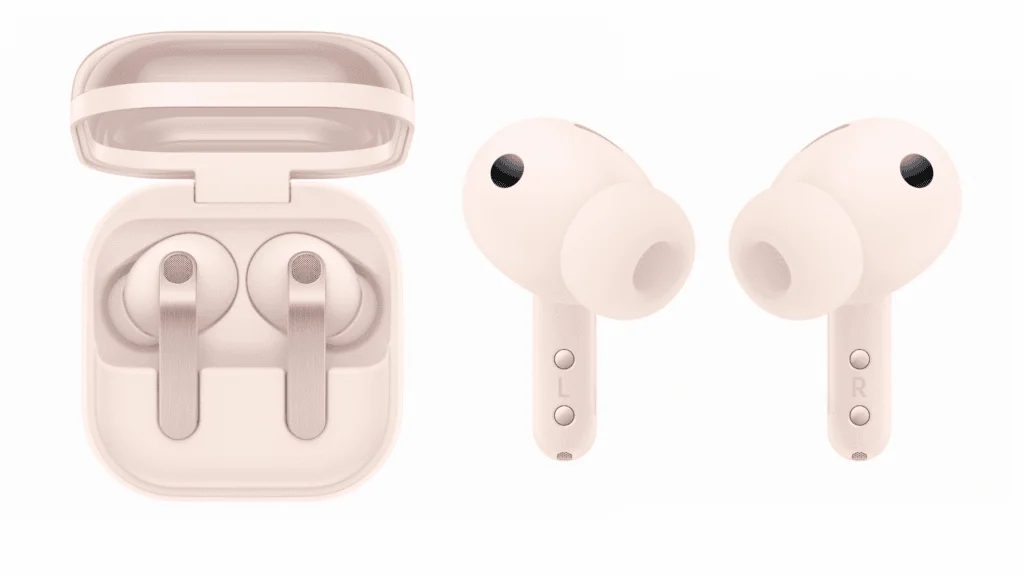 Galaxy buds4 e buds4 pro chegam com novo design e áudio aprimorado Galaxy buds4 pro rosé