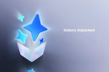 Ilustração de um pacote de presente com estrelas azuis brilhantes.