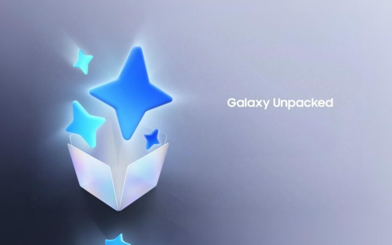 Ilustração de um pacote de presente com estrelas azuis brilhantes.