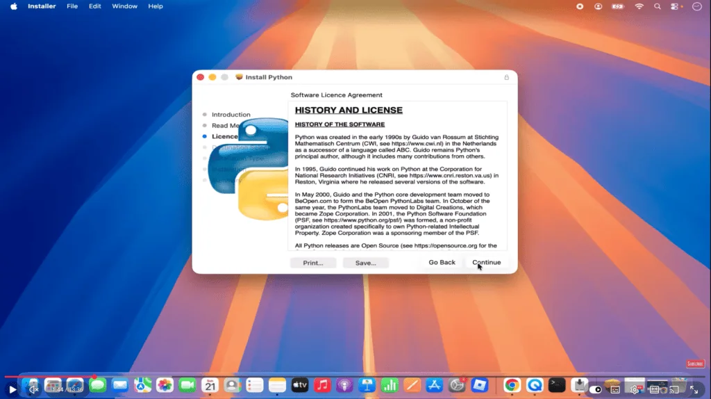Openclaw: o que é e como criar seu agente autônomo de ia Imagem de uma tela de instalação de python no macos.