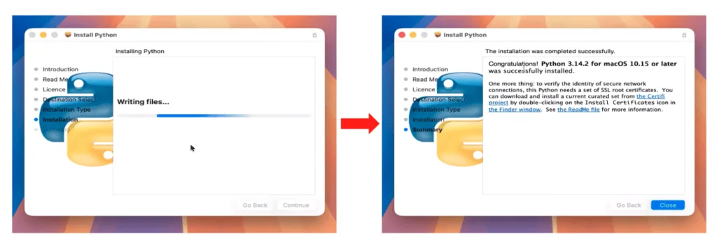 Openclaw: o que é e como criar seu agente autônomo de ia Instalação do python concluída com sucesso na tela de instalação.