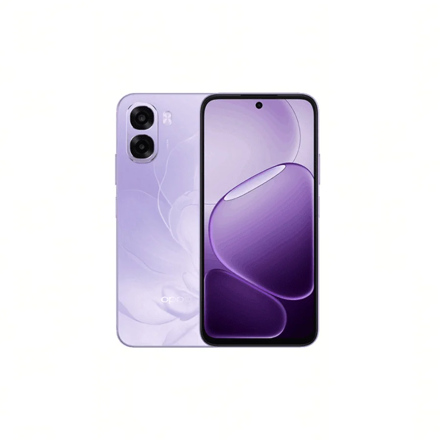 Smartphone oppo a6x tem bateria de longa duração sem abrir mão do desempenho para o dia a dia Smartphone oppo a6x com câmera dupla, tela grande e acabamento em lilás.