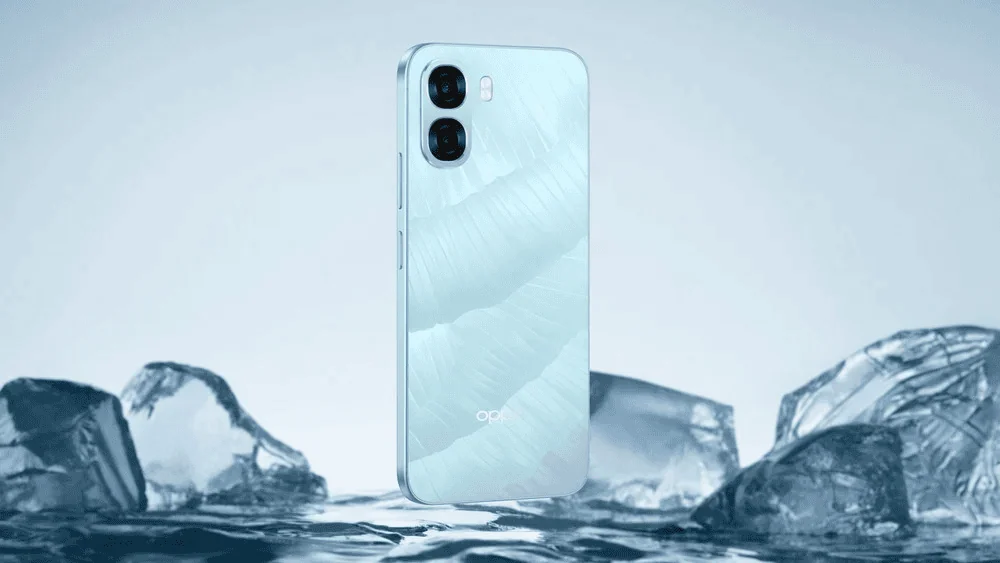 Smartphone oppo a6x tem bateria de longa duração sem abrir mão do desempenho para o dia a dia Smartphone oppo a6x azul com câmera dupla e acabamento brilhante.