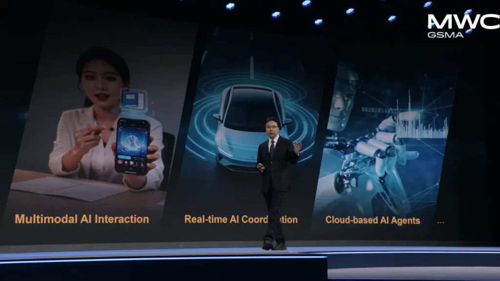 Mwc 2026: veja os destaques da feira de tecnologia! Presidente de huawei apresentando recursos das redes 6g na mwc 2026