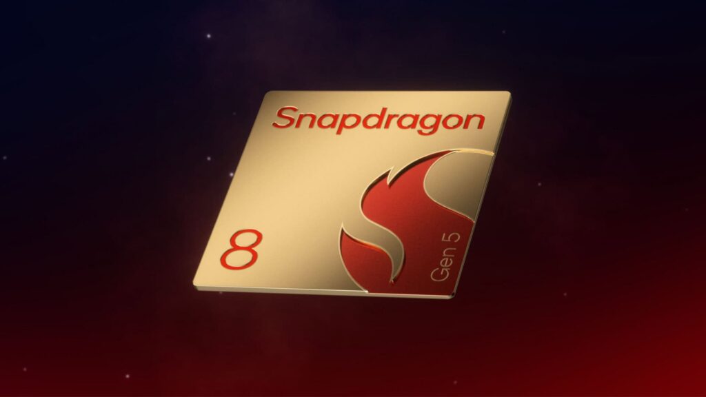 Imagem do chip snapdragon 8 gen 5, destaque para tecnologia avançada.