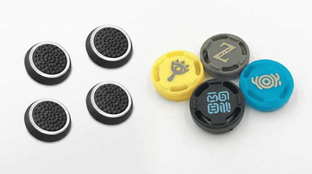 20 acessórios do nintendo switch 1 e 2 que você precisa conhecer! Quatro botões de controle com diferentes cores e símbolos para nintendo switch.