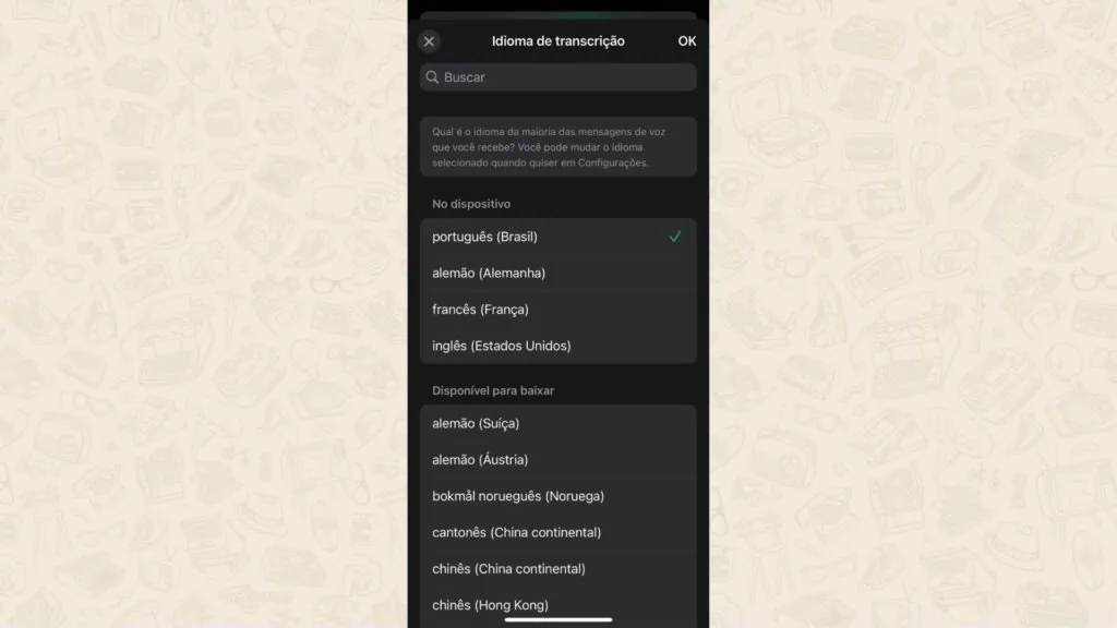 Como transcrever áudio do whatsapp Como adicionar mais idiomas na transcrição de áudio no whatsapp / imagem: showmetech