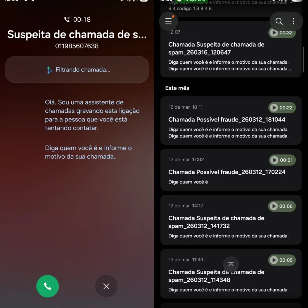 Review: galaxy s26 ultra inova com tela de privacidade e mantém ótimas câmeras Filtro de chamadas da samsung
