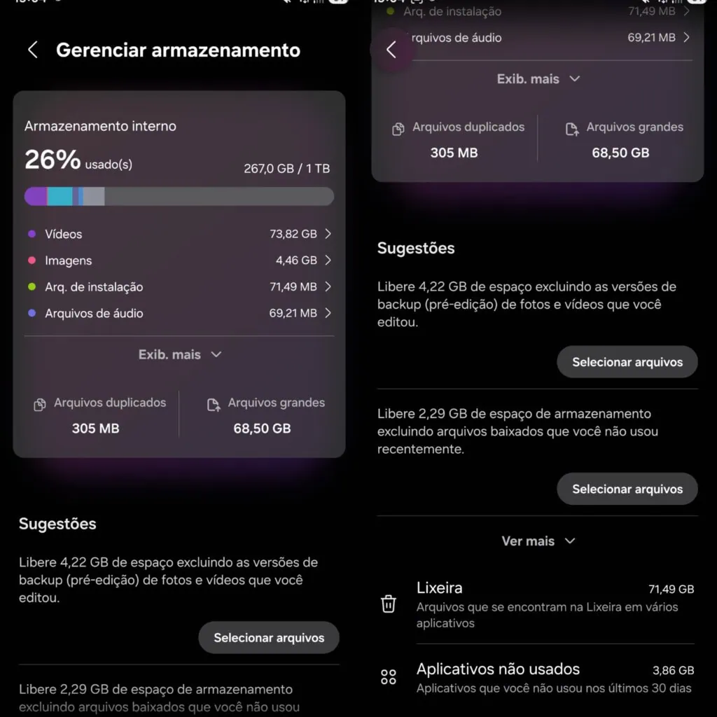 Review: galaxy s26 ultra inova com tela de privacidade e mantém ótimas câmeras Dados de armazenamento do galaxy s26 ultra