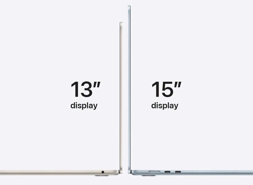 Apple apresenta novos macbooks e macbook air com chips m5, m5 pro e m5 max Dois macbooks lado a lado, um com tela de 13" e outro com 15".