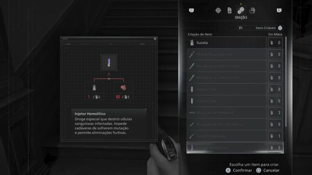 Sistema de criação de itens com grace em resident evil requiem