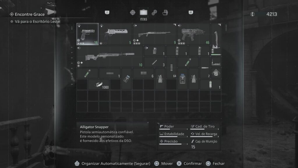 Inventário do leon em resident eviil requiem