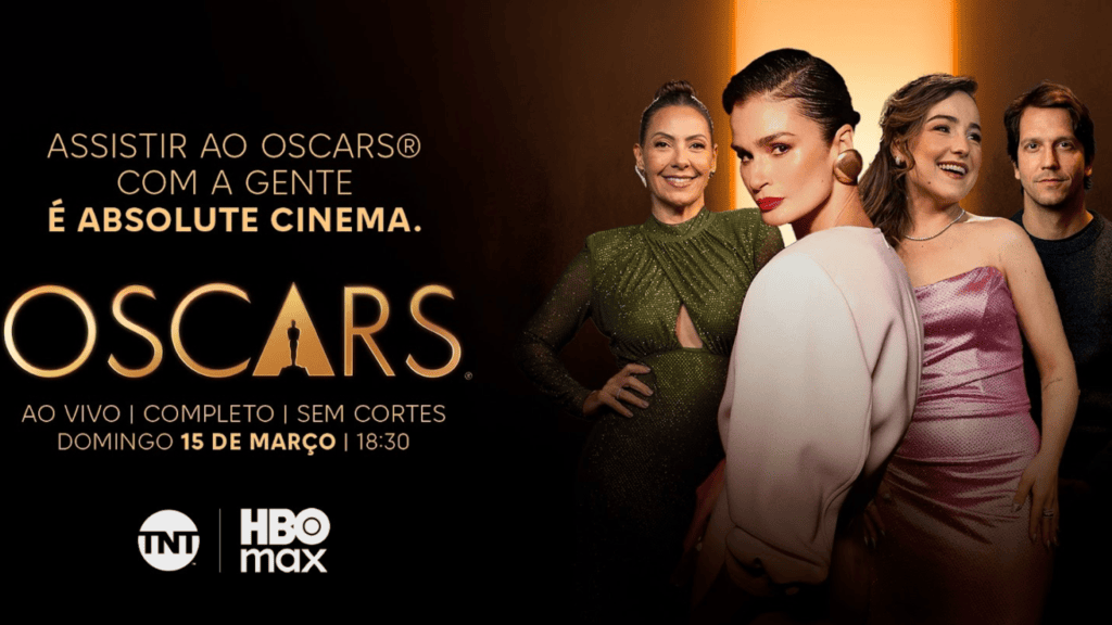 Imagem de divulgação da tnt e hbo max mostrando  transmissão do oscar 2026