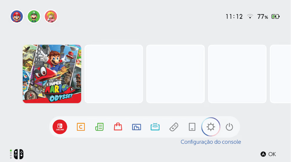 Atualização do nintendo switch 2 melhora a resolução de jogos do nintendo switch 1 Tela da home do nintendo switch 2, com a opção "configuração de console" destacada na parte inferior da tela. (foto: reprodução/nintendo)