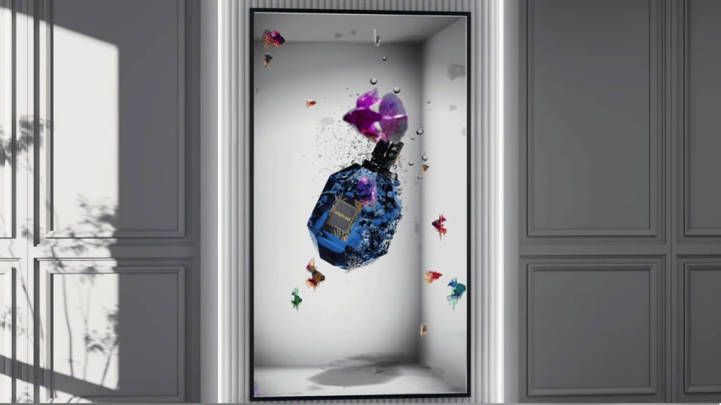 Samsung lança spatial signage, display 3d para o varejo que elimina uso de óculos Vitrine virtual spatial signage da samsung