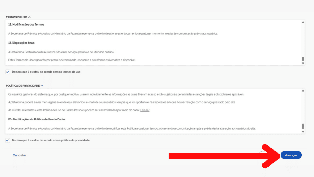 Serviço de autoexclusão de bets