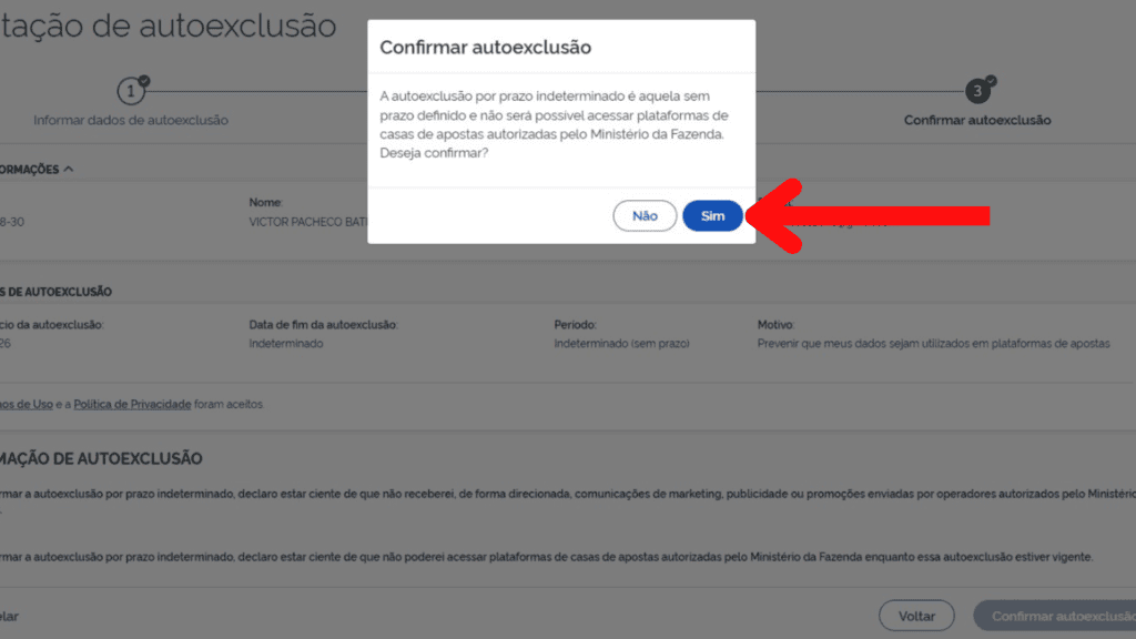 Serviço de autoexclusão de bets