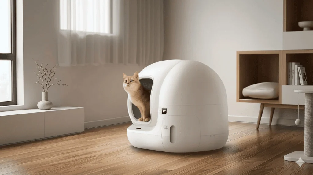 Veja os 30 melhores produtos tecnológicos para pets Imagem da caixa de areia para gatos com autolimpeza, puramax 2 / fonte: amazon