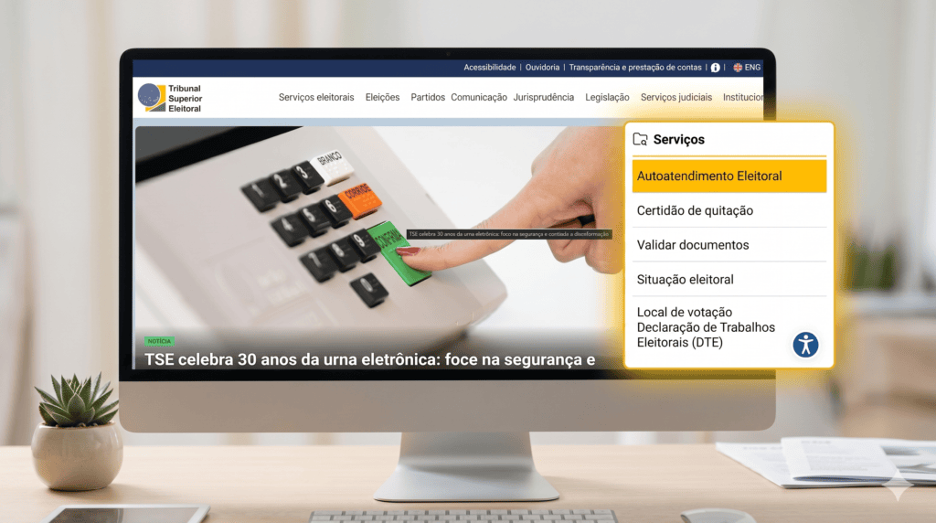 Foto do site do tse para começar o processo de regularizar o título eleitoral