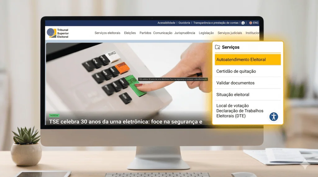 Como regularizar o título de eleitor gratuitamente pela internet Foto do site do tse para começar o processo de regularizar o título eleitoral