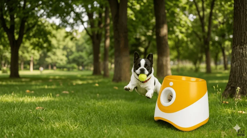 Veja os 30 melhores produtos tecnológicos para pets Imagem ilustrativa do lançador automático de bolinha para cães