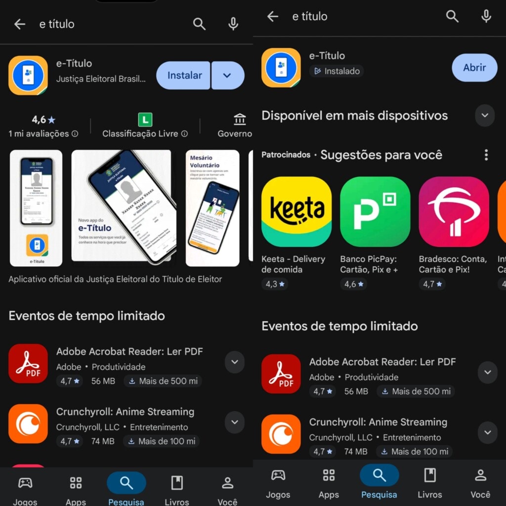 E-título na google play store