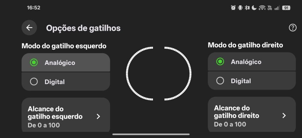 Configurações do razer kishi v3 pro no app razer nexus