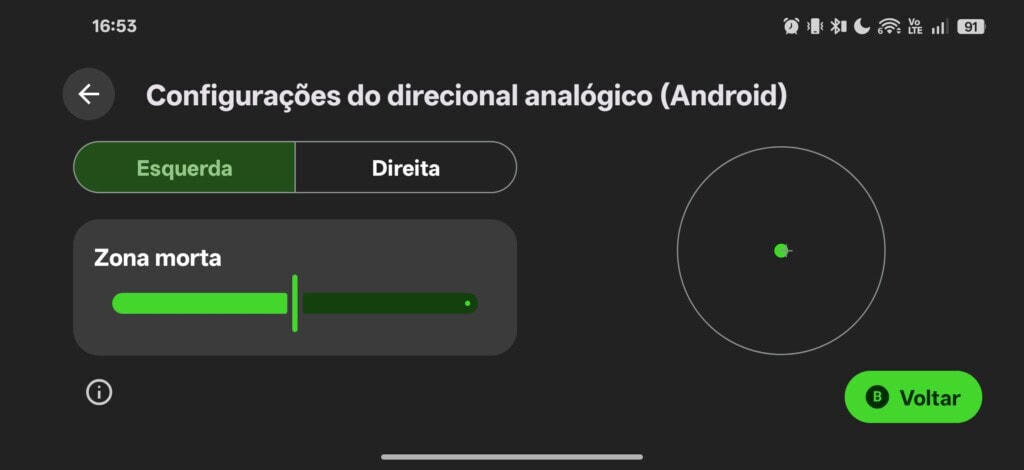 Configurações do razer kishi v3 pro no app razer nexus