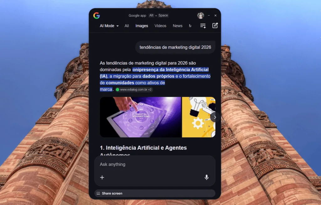 Google lança app para windows. Veja como baixar Google lança app para windows. Veja como baixar. Novo app funciona como caixa de pesquisa flutuante que usa inteligência artificial para localizar arquivos do pc, fazer pesquisas na web e até interpretar o que você vê na tela. Entenda