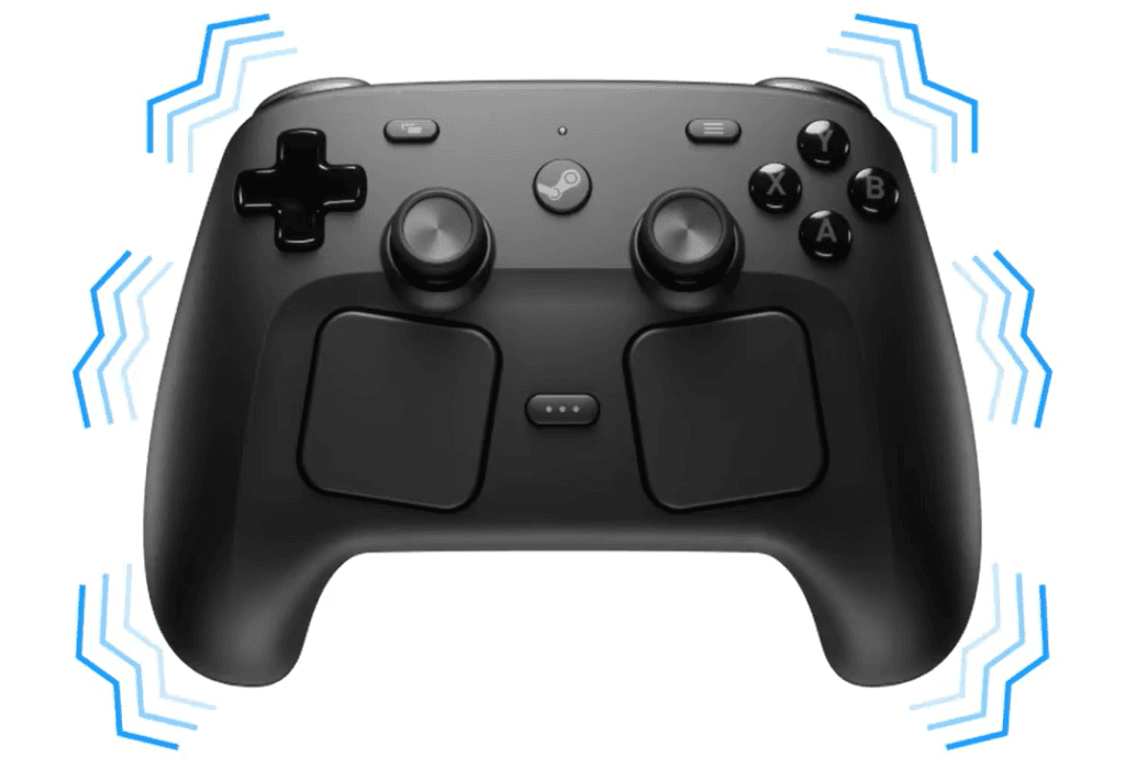 Steam controller da valve com indicação gráfica do sistema de vibração de alta definição nas empunhaduras