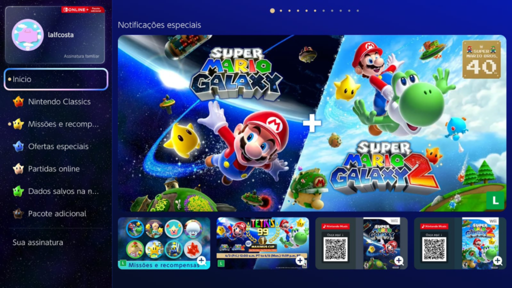 Preços de jogos da nintendo caem no brasil; veja lista Tema do nintendo switch online em comemoração do lançamento de super mario galaxy: o filme