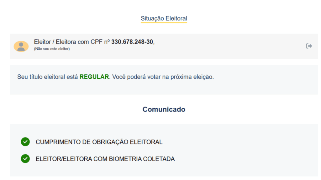 Foto do site do tse para começar o processo de regularizar o título eleitoral