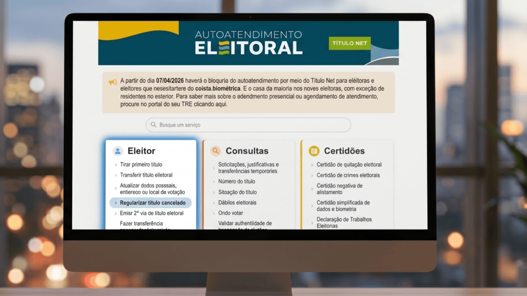 Site do tse ensinando como regularizar o título eleitoral