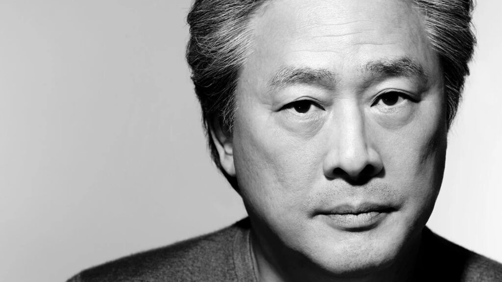 Foto preto e branco do diretor park chan-wook