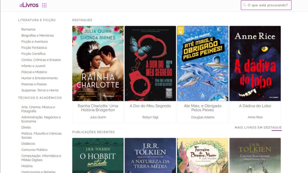 អេក្រង់​ទំព័រដើម​របស់ dlivros