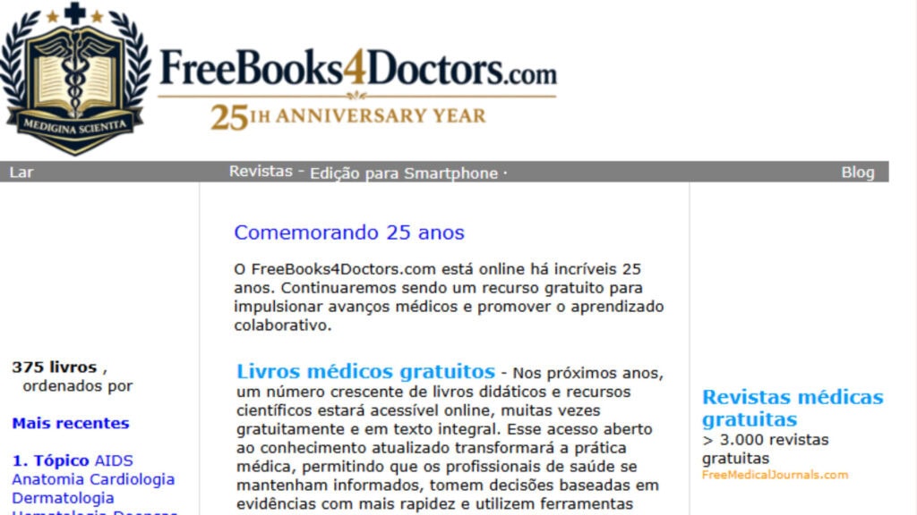 អេក្រង់ទំព័រដើមនៃ freebooks4doctors