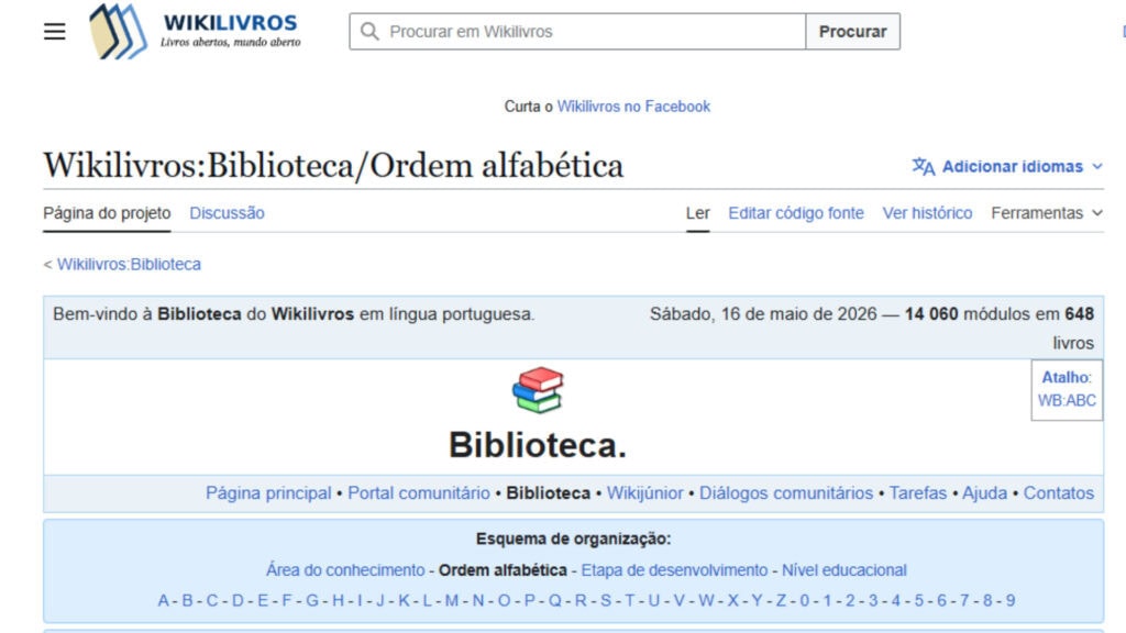 អេក្រង់​ទំព័រ​ដើម​របស់ Wikibooks