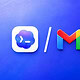 Logos do codex (nuvem azul com símbolos de terminal) e do gmail separados por barra em fundo azul gradiente