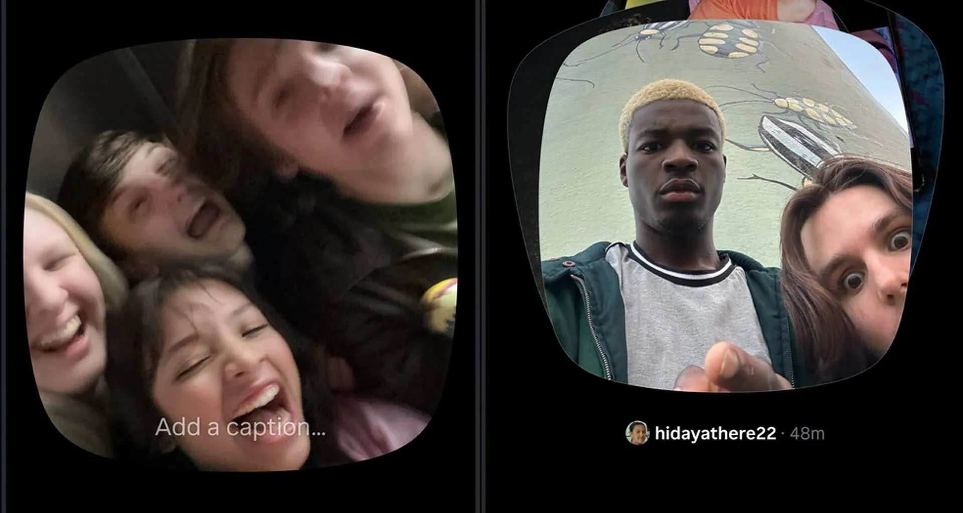 Tela do instants no instagram com câmera aberta para envio de fotos em tempo real