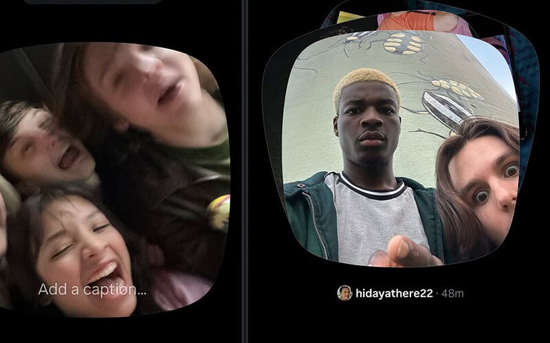 Tela do instants no instagram com câmera aberta para envio de fotos em tempo real