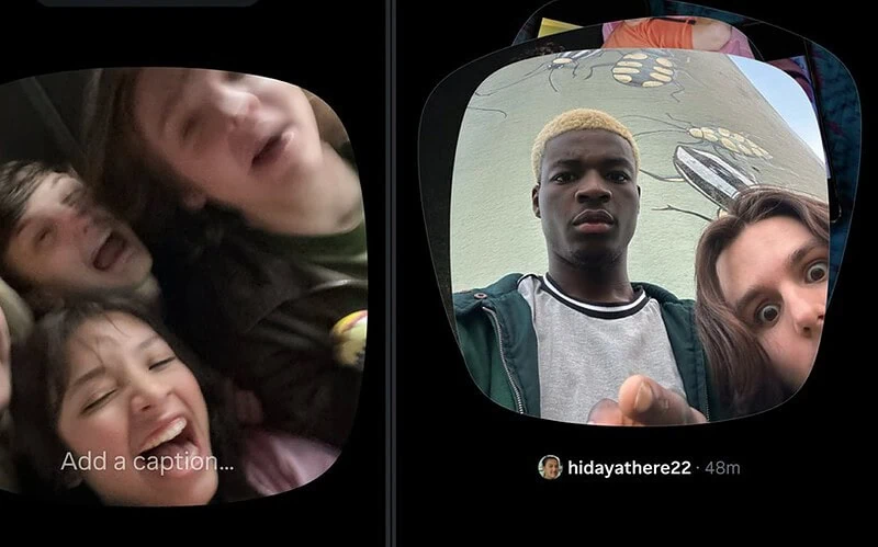 Tela do instants no instagram com câmera aberta para envio de fotos em tempo real