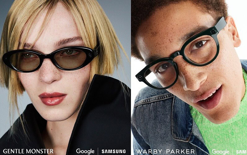 Links die Smartbrille von Gentle Monster, rechts die Smartbrille von Warby Parker. Bild: Samsung/Reproduktion