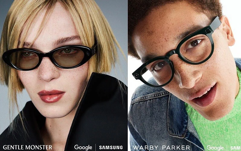 On the left, the Gentle Monster smart glasses; on the right, the Warby Parker smart glasses. Image: Samsung/reproduction