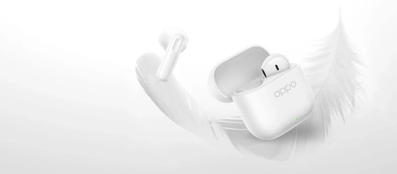 Oppo estreia em áudio no brasil com fones enco buds3 e enco buds3 pro Fones de ouvido sem fio oppo enco buds3 brancos com estojo de carregamento aberto