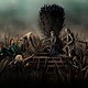 A casa do dragão 3ª temporada em arte promocional com personagens reunidos diante do trono de ferro