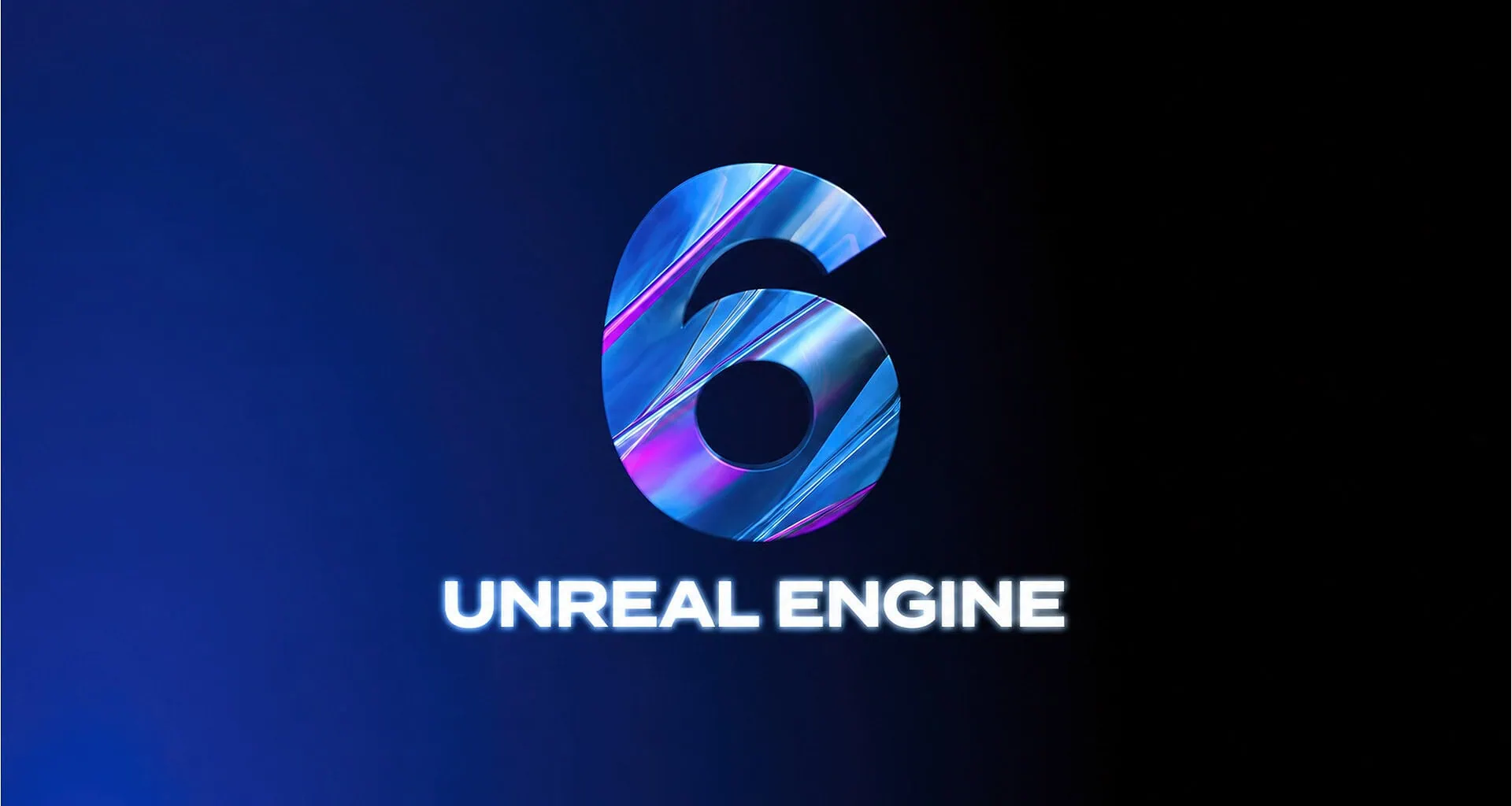 Logo da unreal engine 6 com número 6 estilizado em tons de azul e rosa sobre fundo escuro, nova versão do motor de jogos da epic games ia com integração de modelos claude e gemini para automatizar desenvolvimento