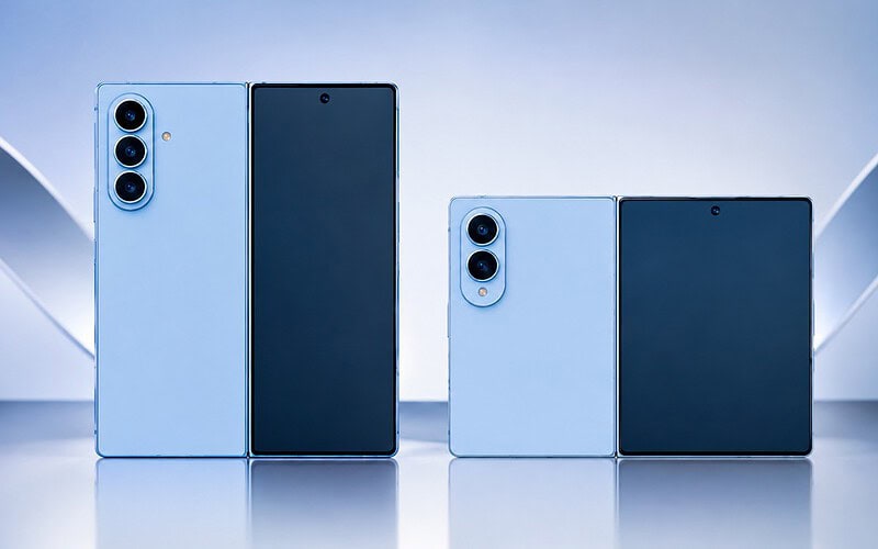 Renders usados em vazamento sobre a linha galaxy z fold 8 ultra, fold 8 e flip 8