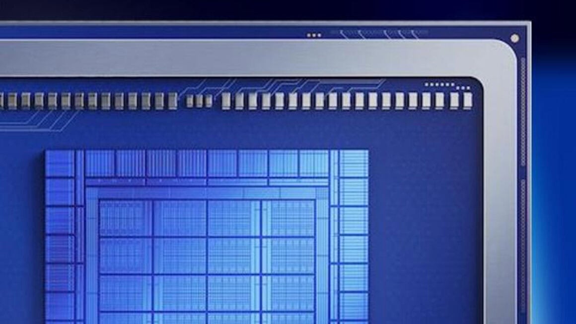 Representação da gpu intel crescent island, acelerador de ia para data centers com arquitetura xe3p.