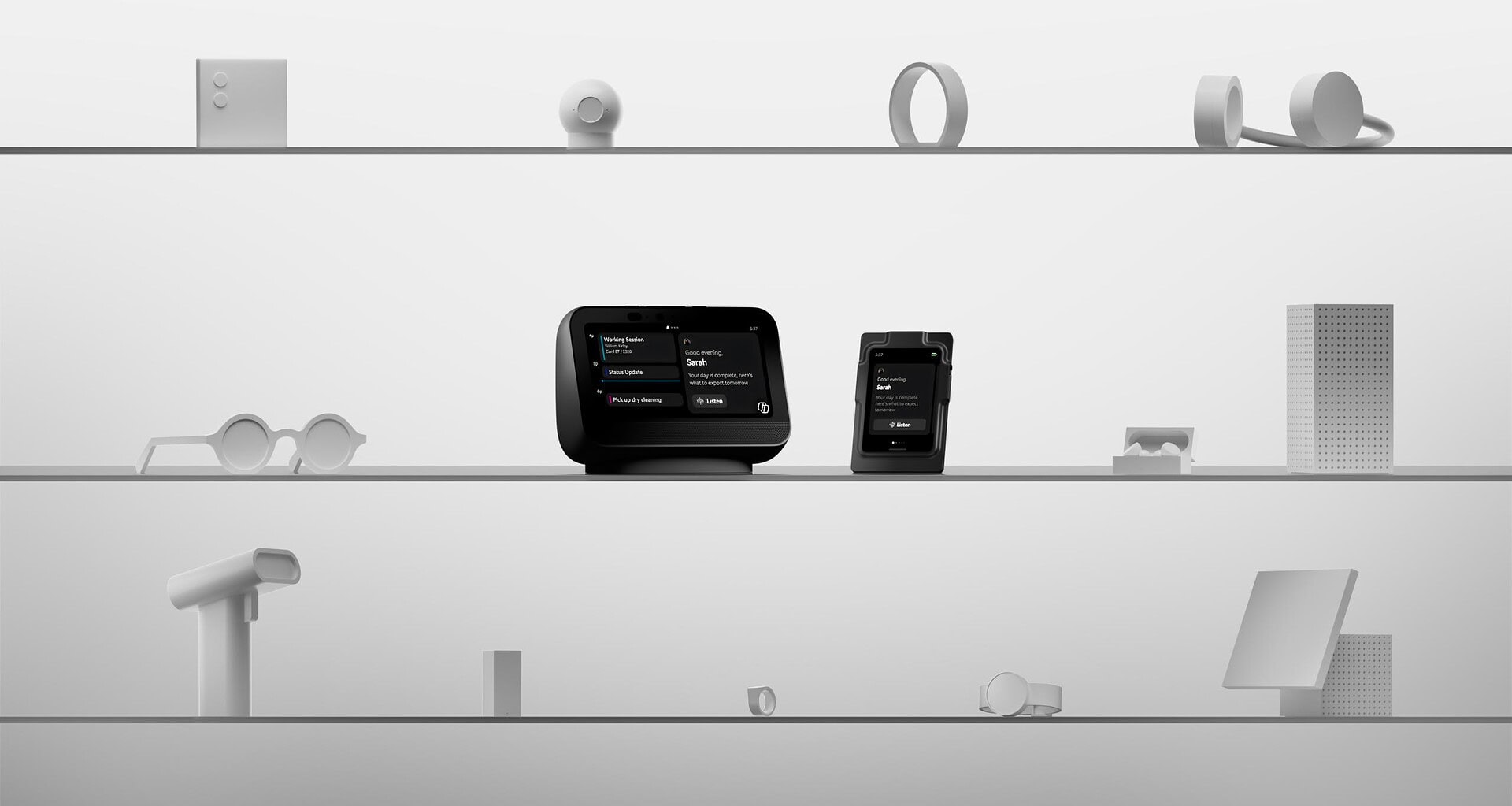 Dispositivos conceituais do project solara da microsoft em fundo claro
