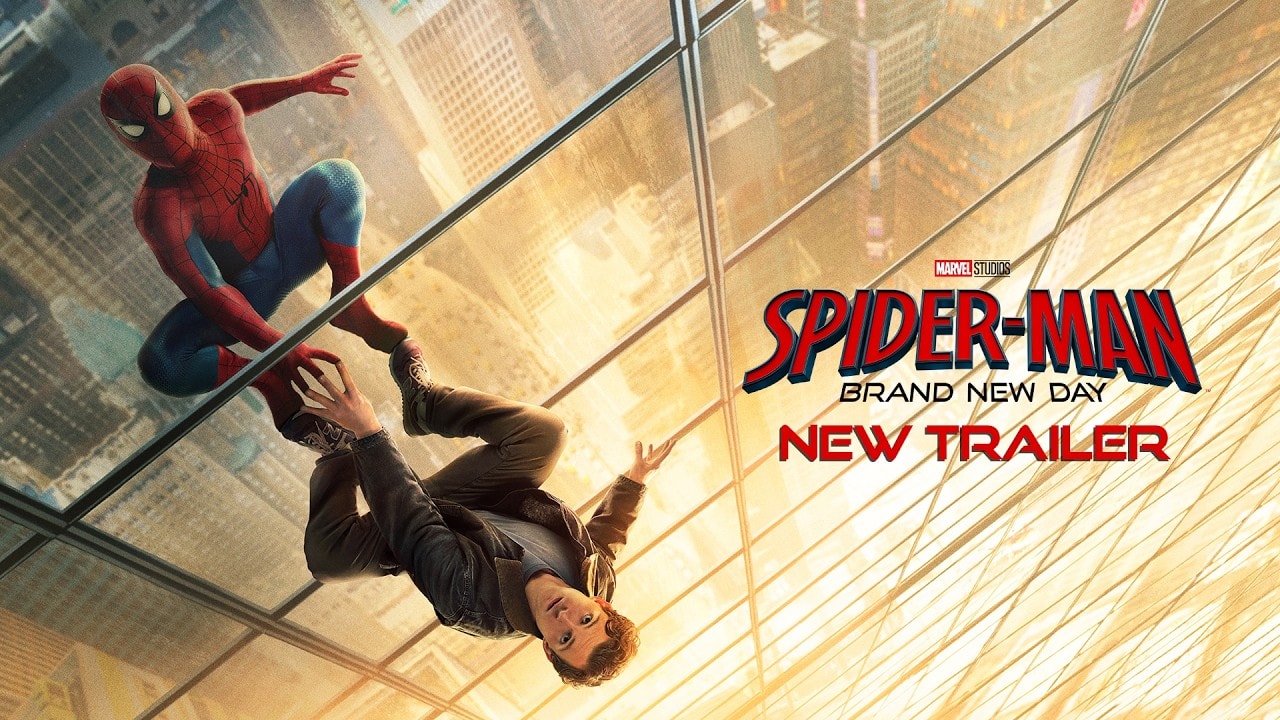 Thumbnail oficial do novo trailer em 4k de homem-aranha: um novo dia no youtube.